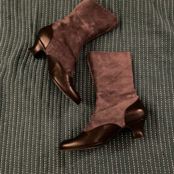 Vero Cuoio Granny Boots Suede Leather 38.5 Gray Black Button Up *Please Read* - Picture 8 of 15